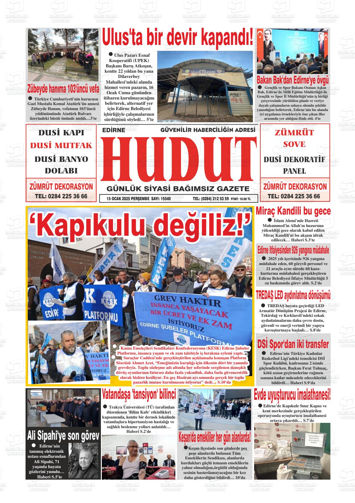 Edirne Hudut 15.01.2026