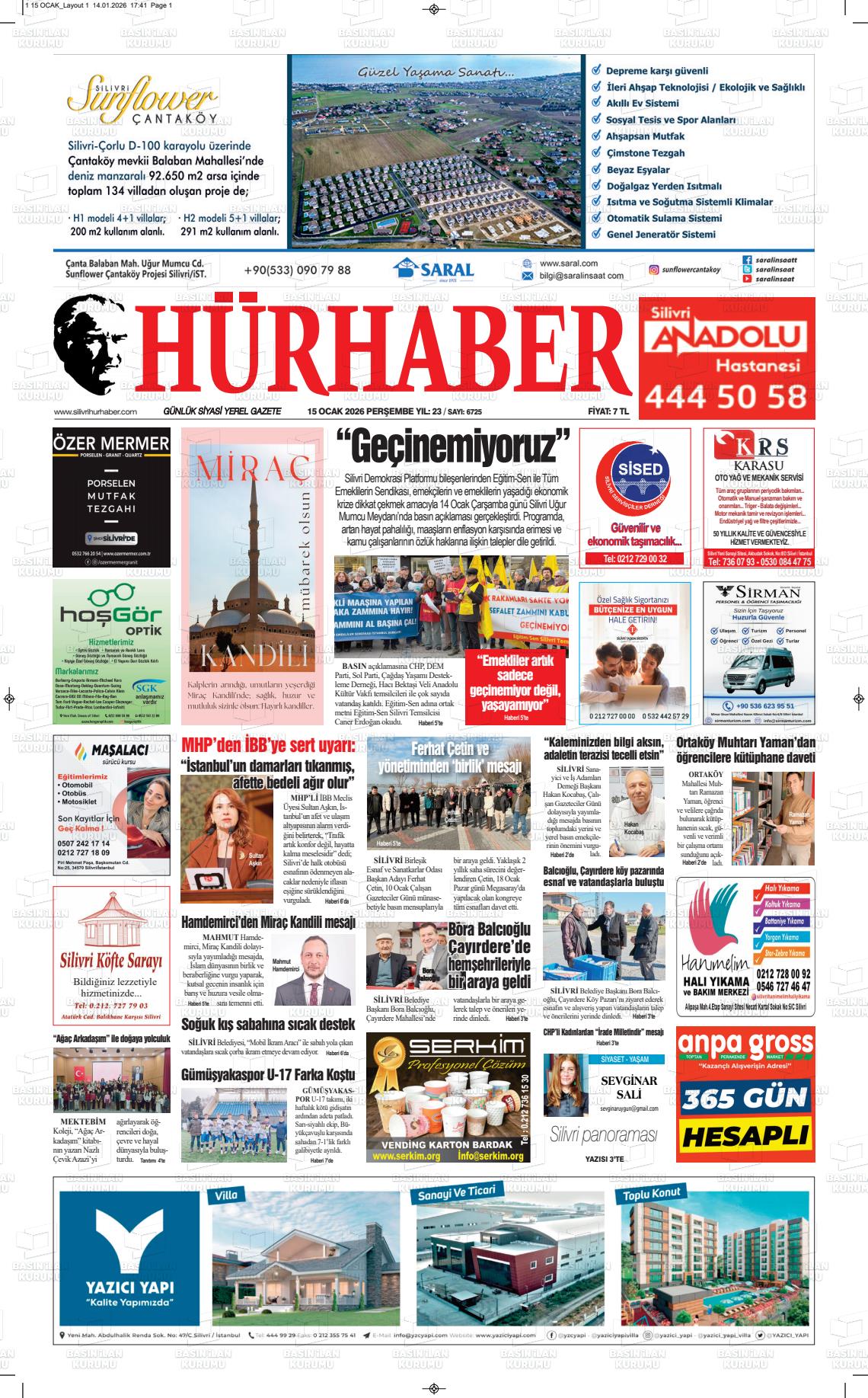 Hür Haber Gazetesi 15.01.2026