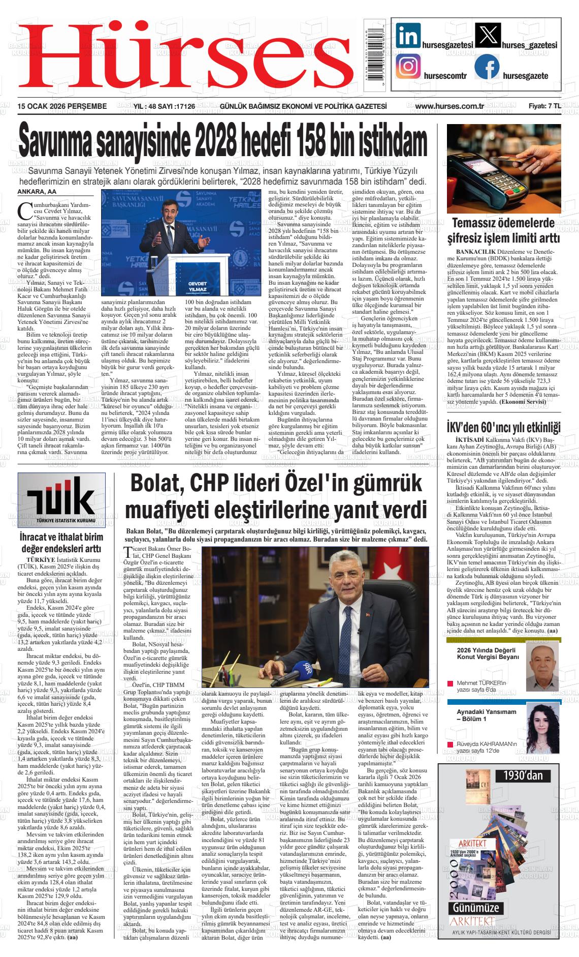 Hürses Gazetesi 15.01.2026