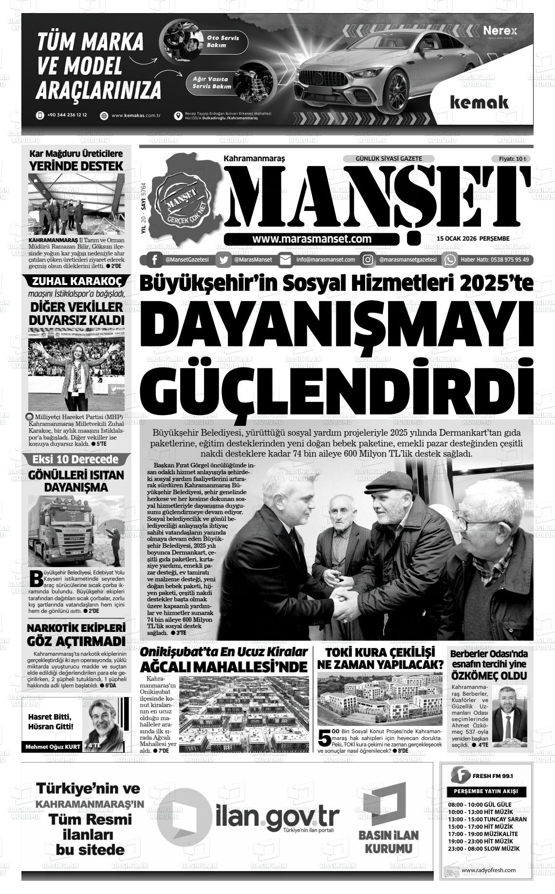 Kahramanmaras Manset 15.01.2026