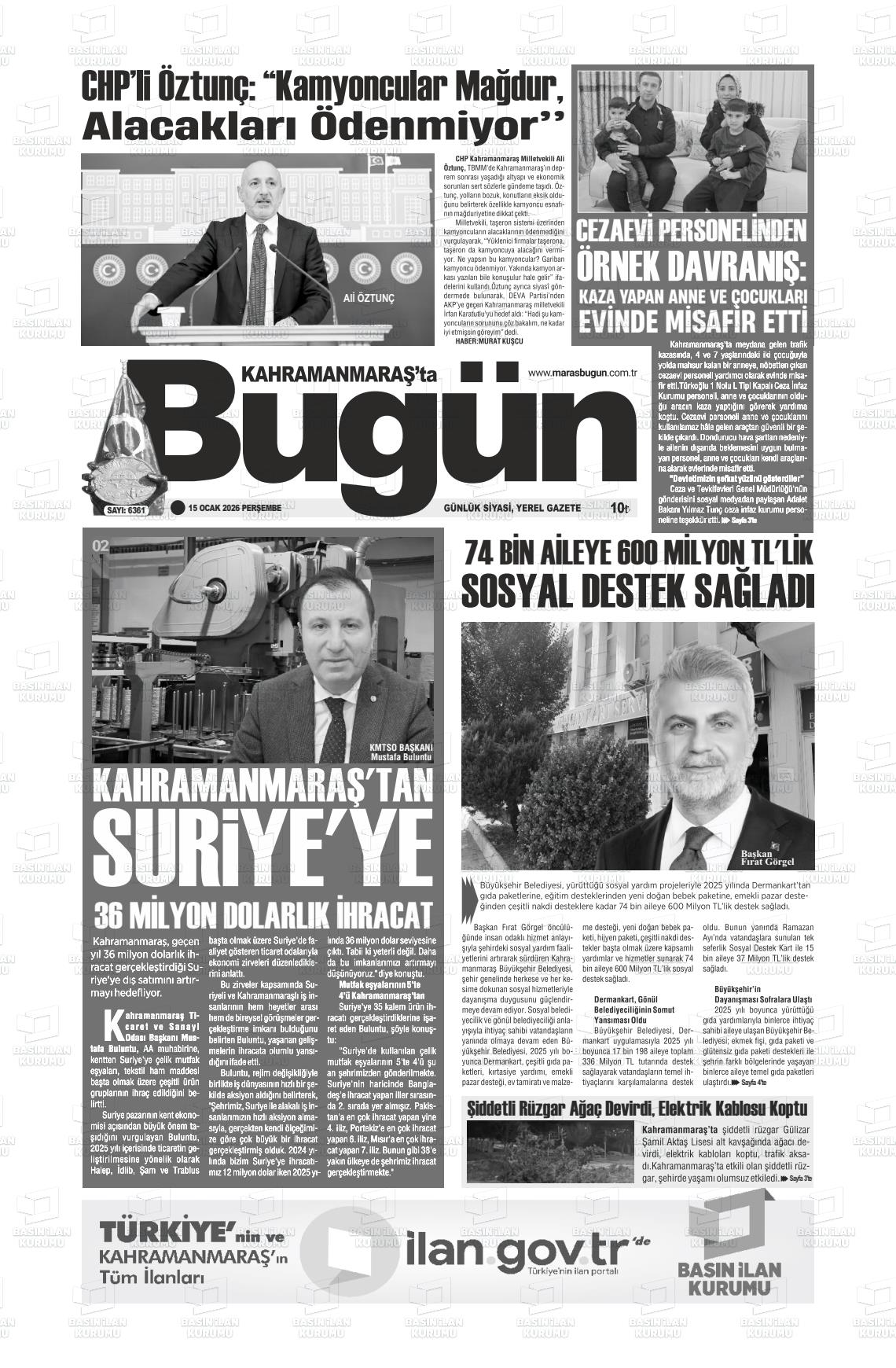 Kahramanmaras Tabugun 15.01.2026