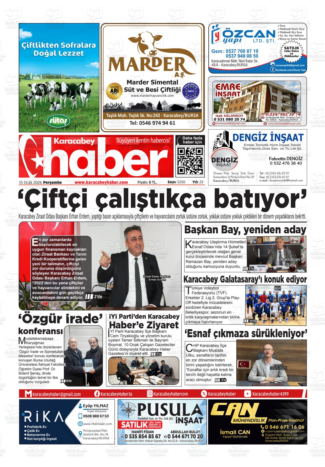 Bursa Karacabeyhaber 15.01.2026