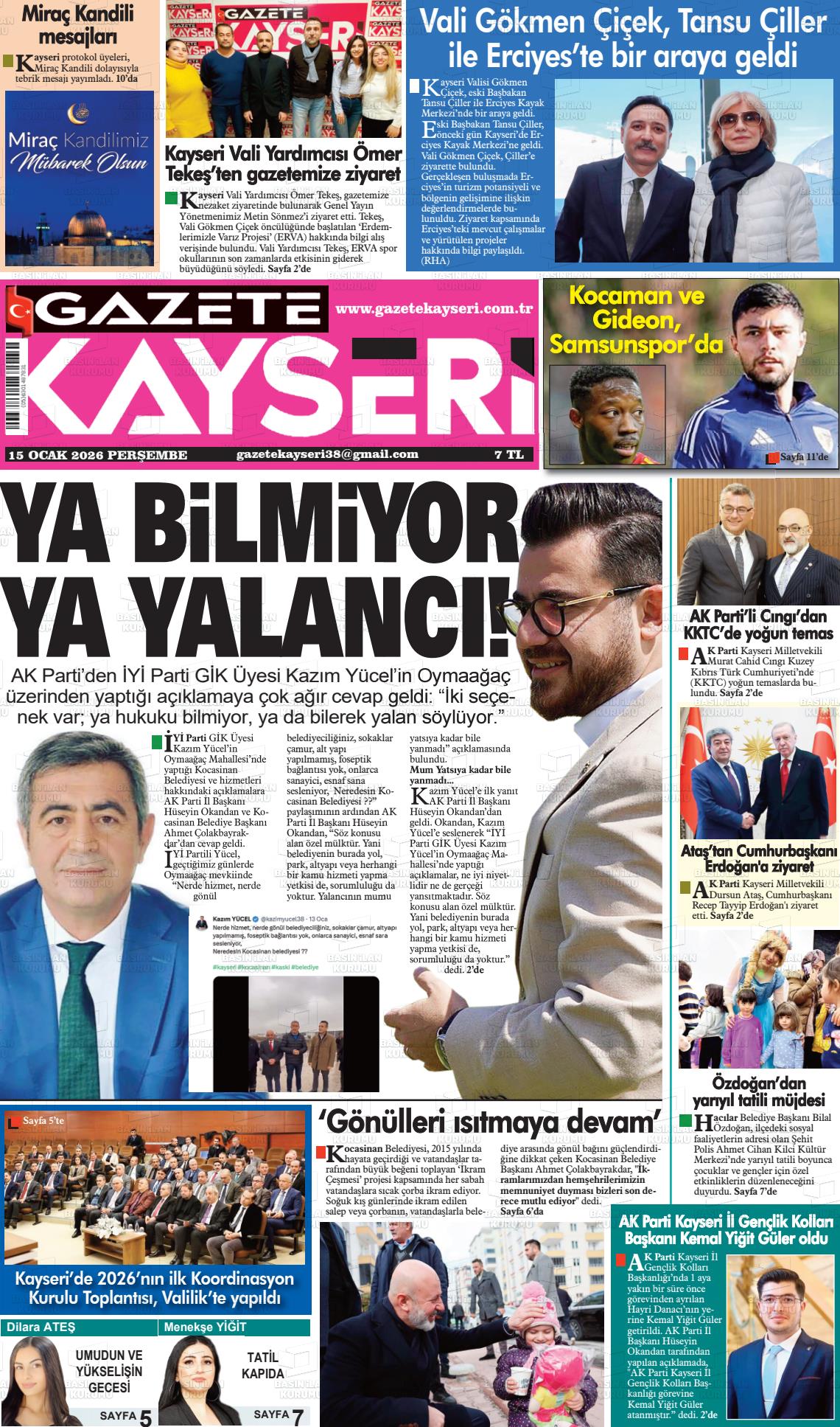 Kayseri Haber 38 15.01.2026