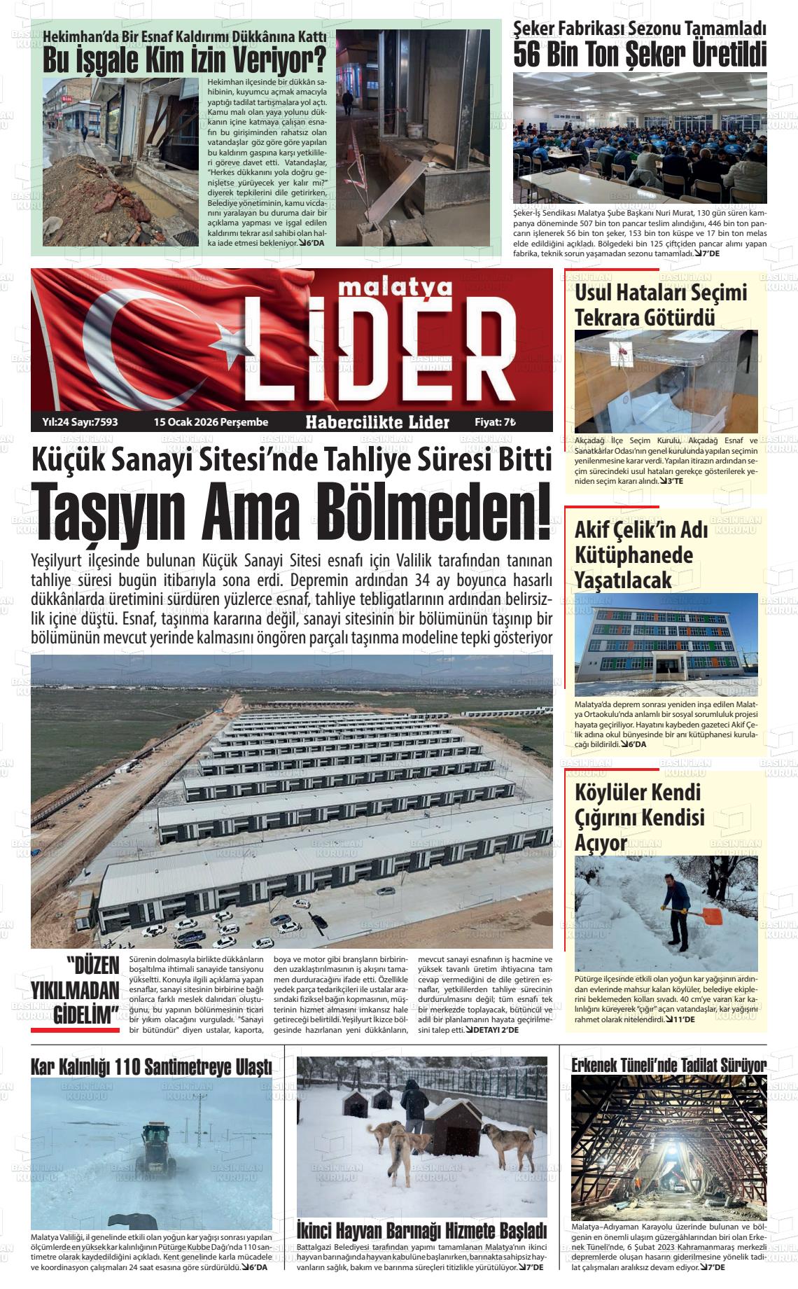 Malatya Sonsoz 15.01.2026