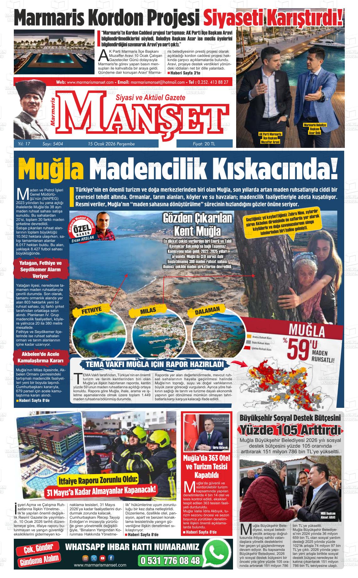 Mugla Manset 15.01.2026