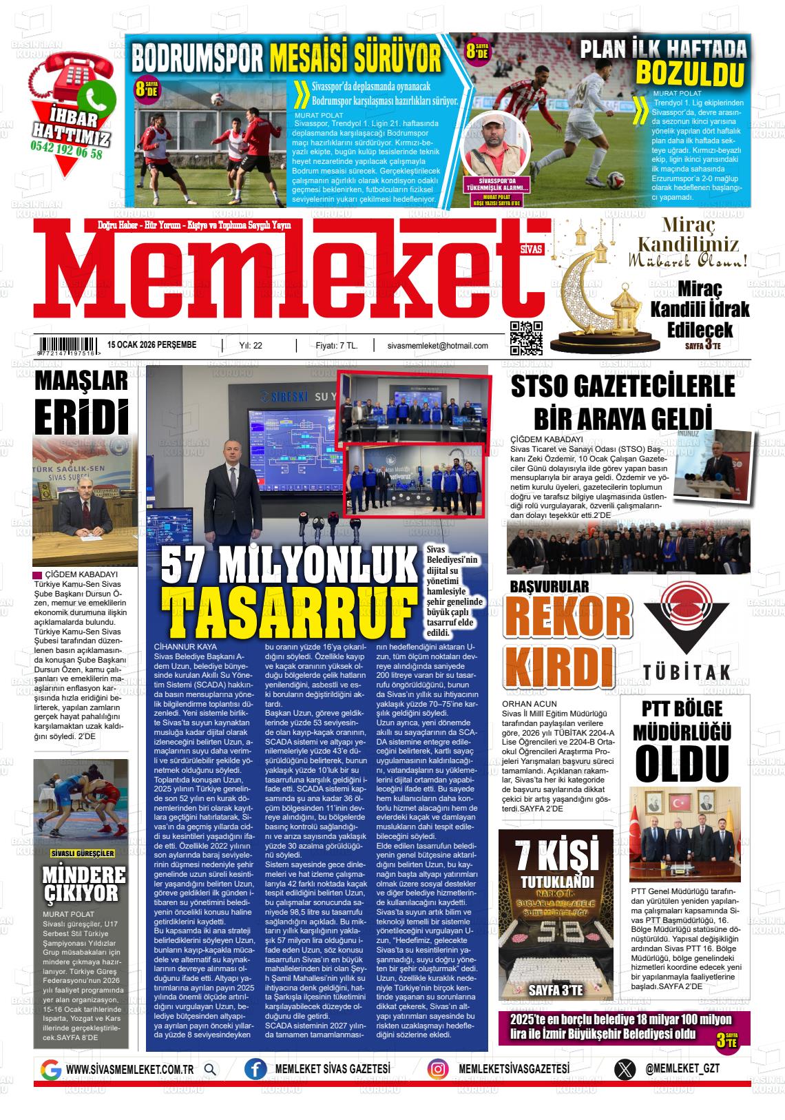 Sivas Memleket 15.01.2026