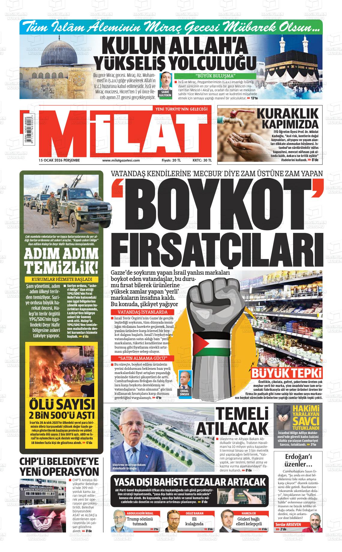 Milat Gazetesi 15.01.2026