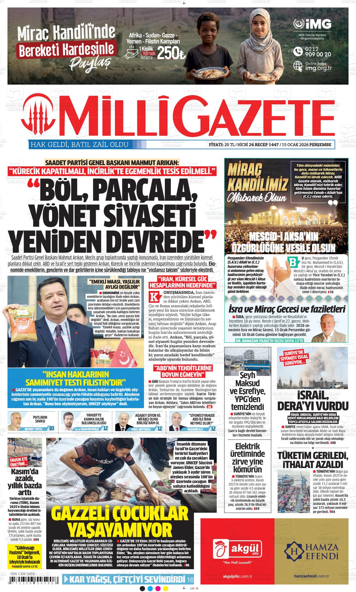 Milli Gazete Gazetesi 15.01.2026