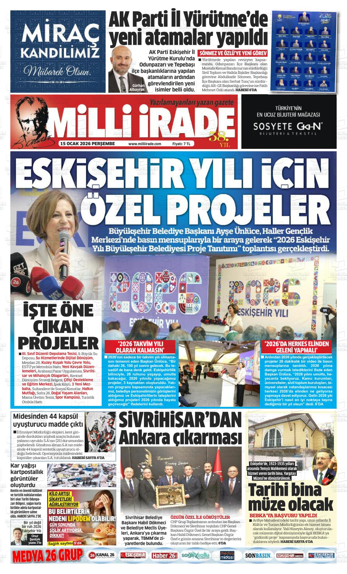 Konya Milliirade 15.01.2026