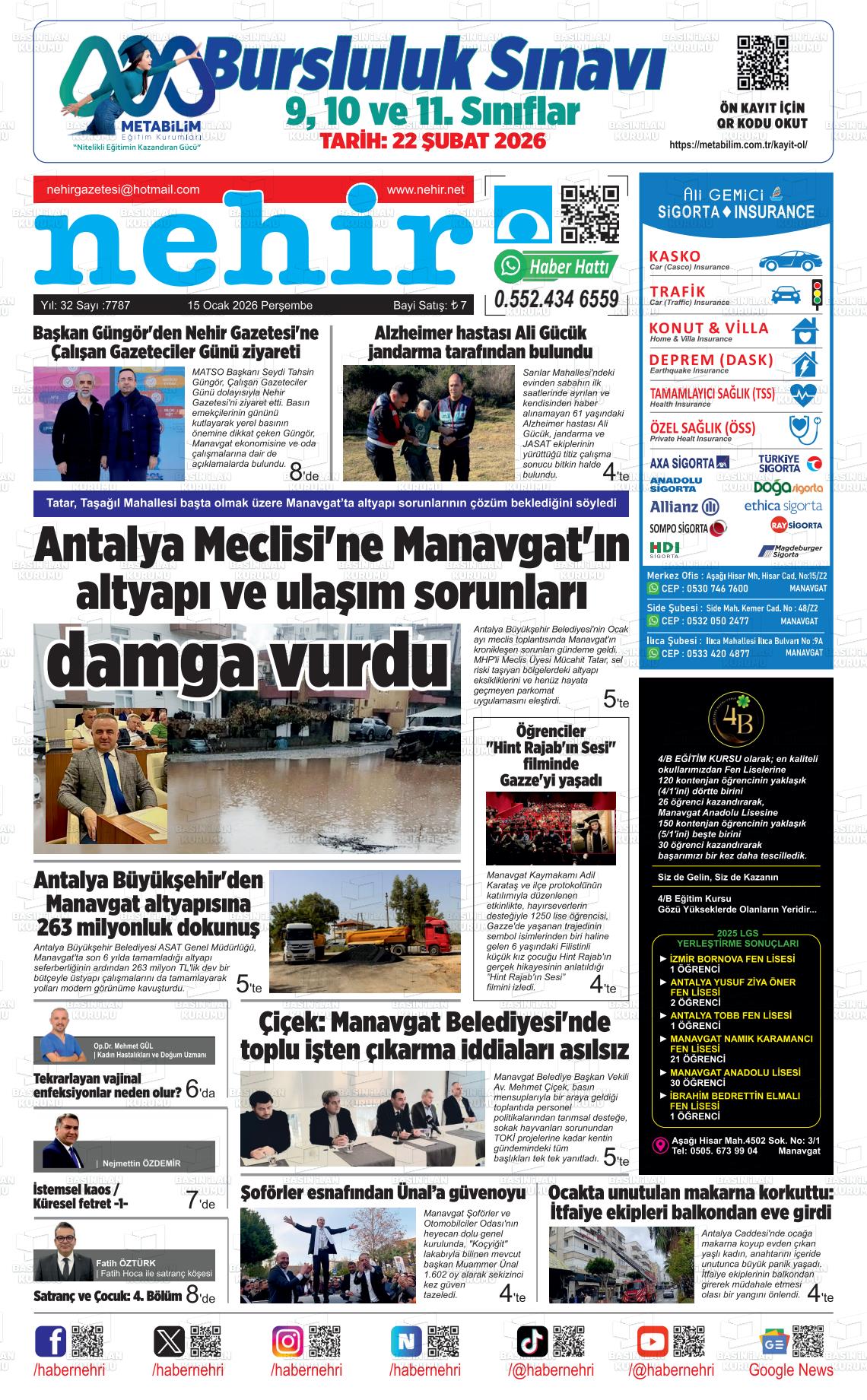 Antalya Nehir 15.01.2026