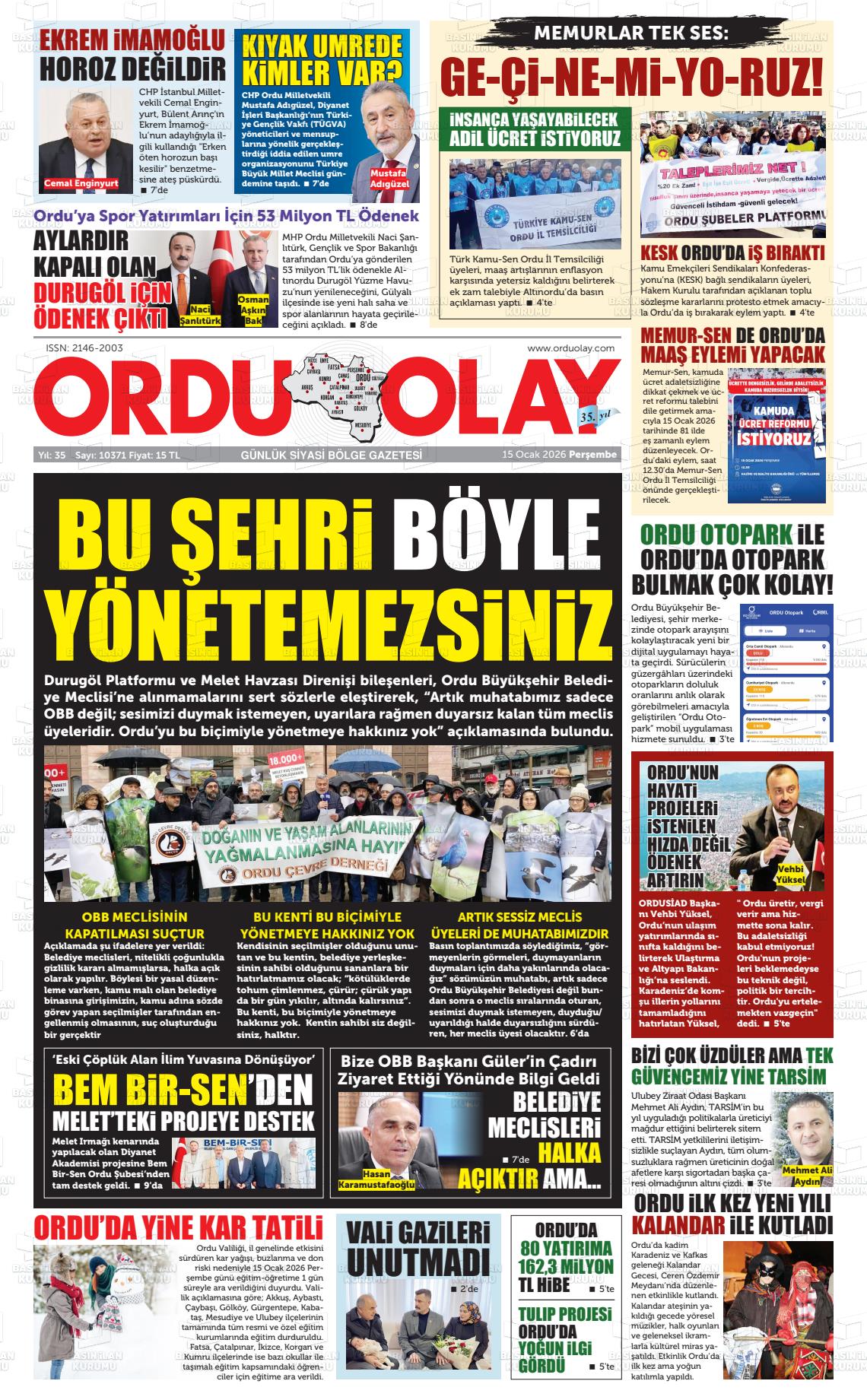 Ordu Olay 15.01.2026