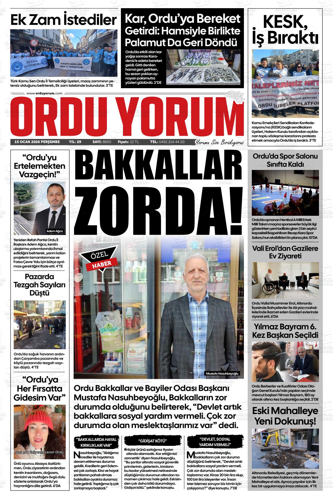 Ordu Yorum 15.01.2026