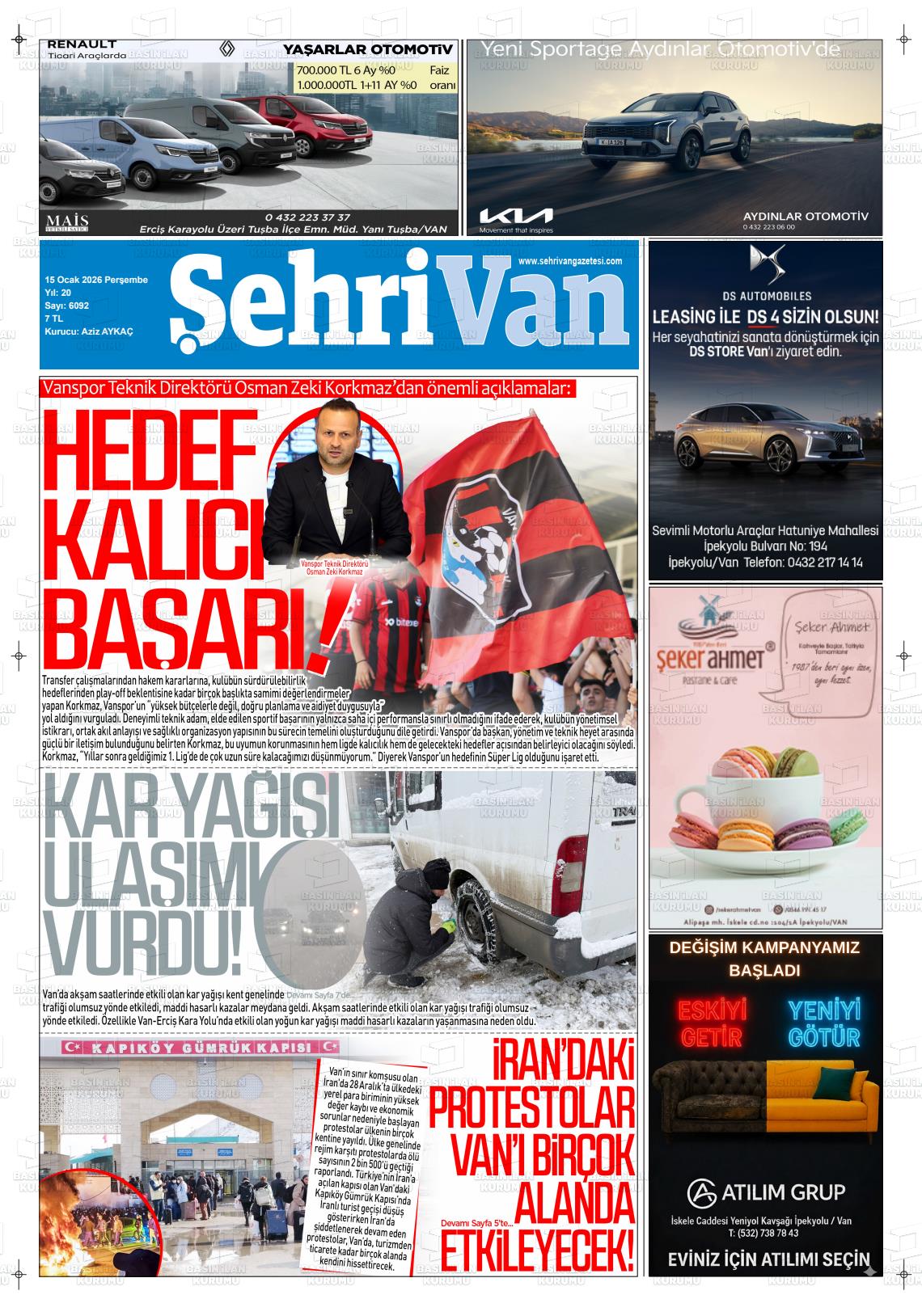 Van Sehri 15.01.2026