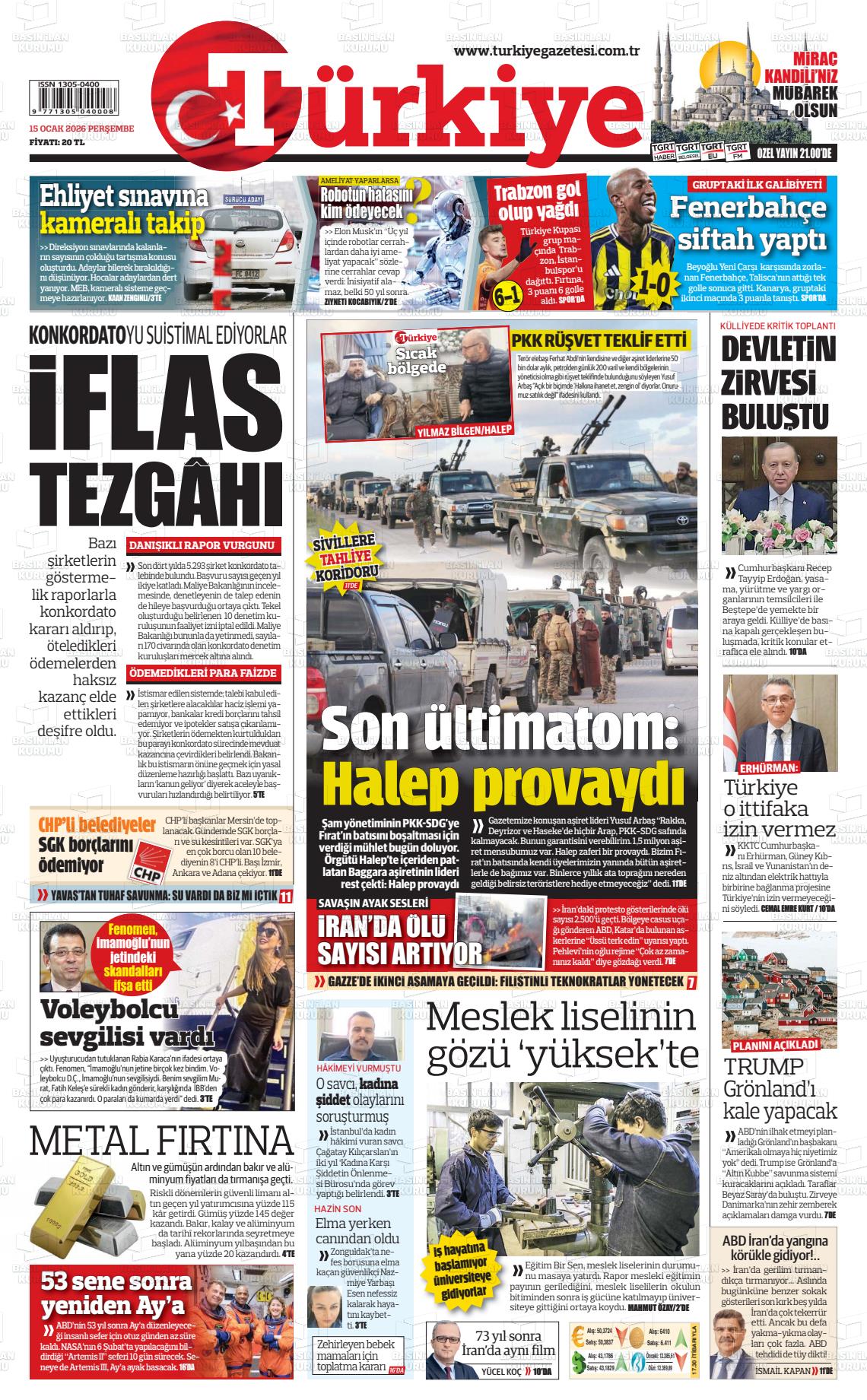 Türkiye Gazetesi 15.01.2026