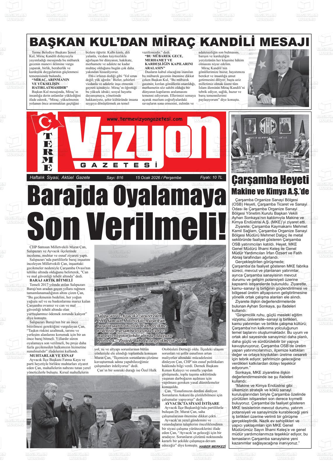 Samsun Vizyonterme 15.01.2026