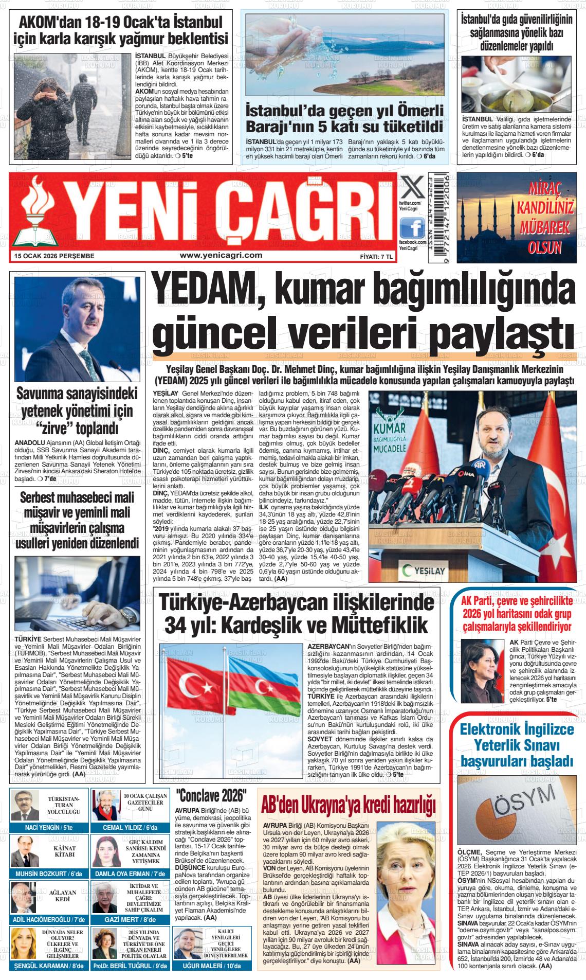 Istanbul Yenicagri 15.01.2026