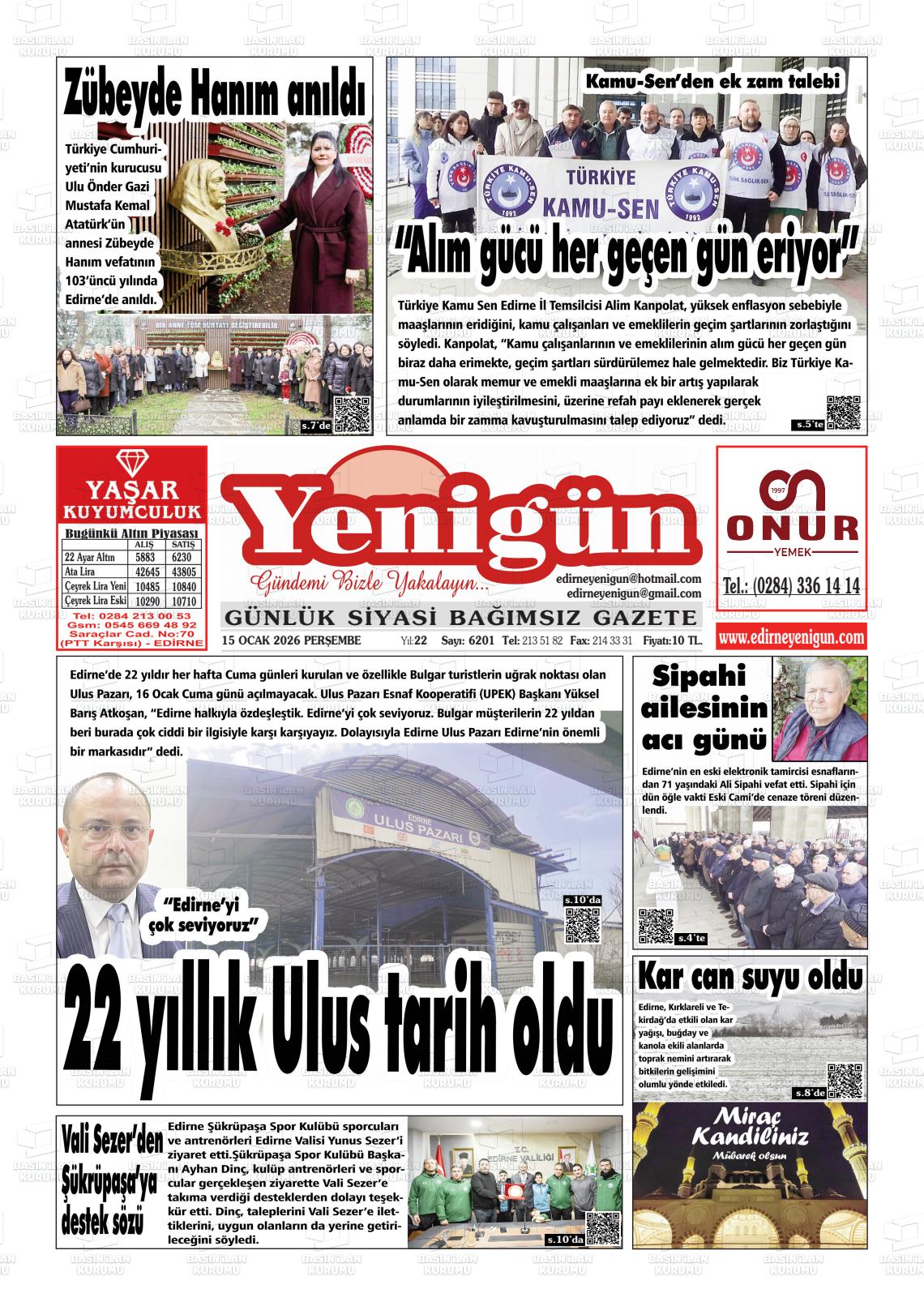 Izmir Yenigun 15.01.2026