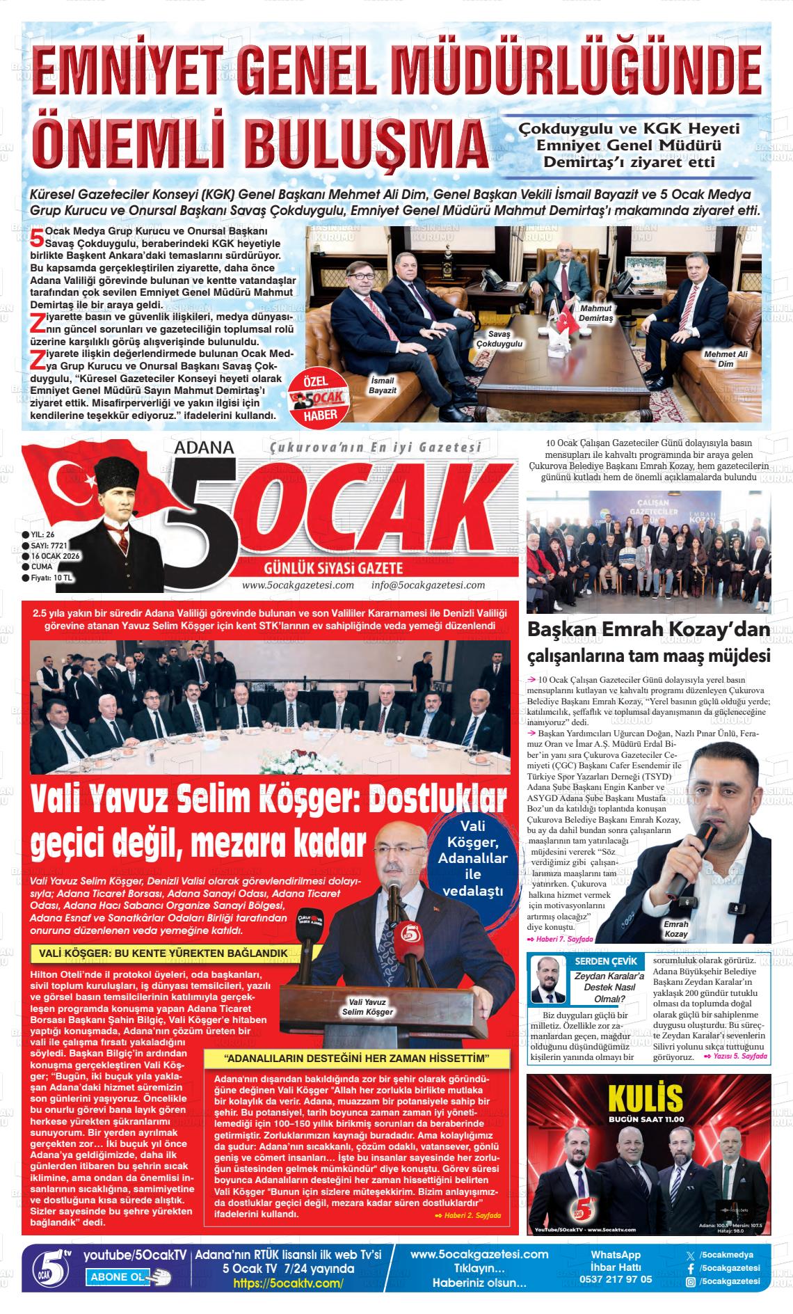 Adana 5 Ocak 16.01.2026