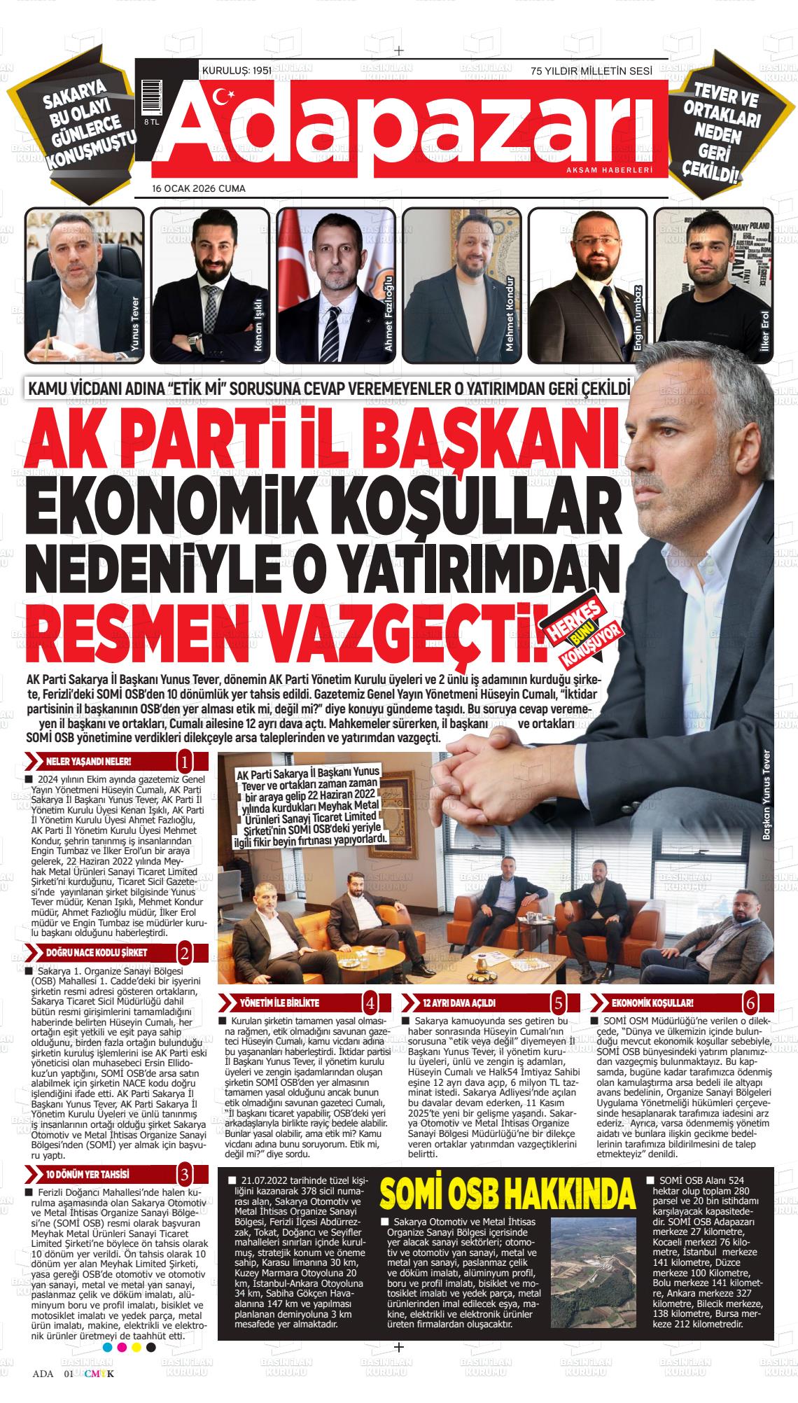 Sakarya Adapazariaksamhaberleri 16.01.2026