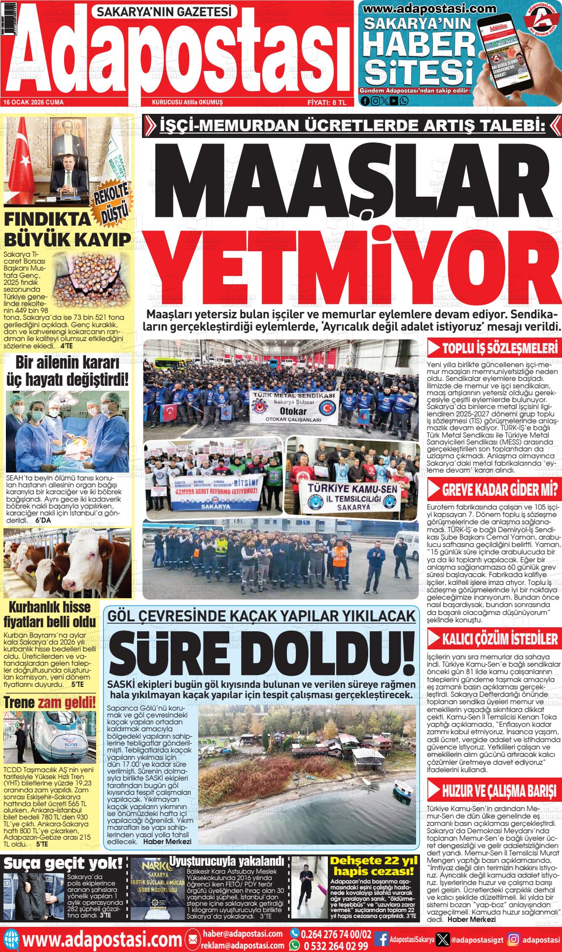 Sakarya Adapostasi 16.01.2026