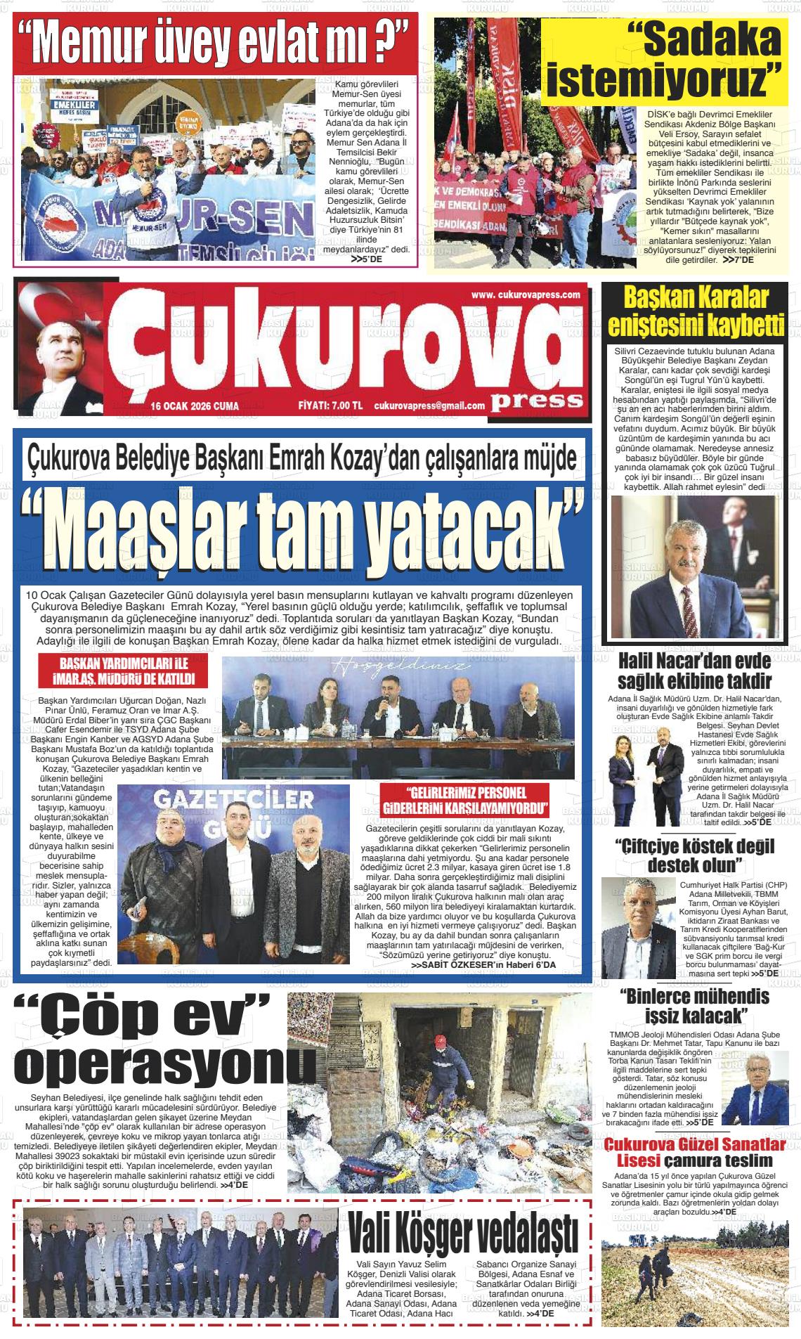 Adana Cukurovapress 16.01.2026