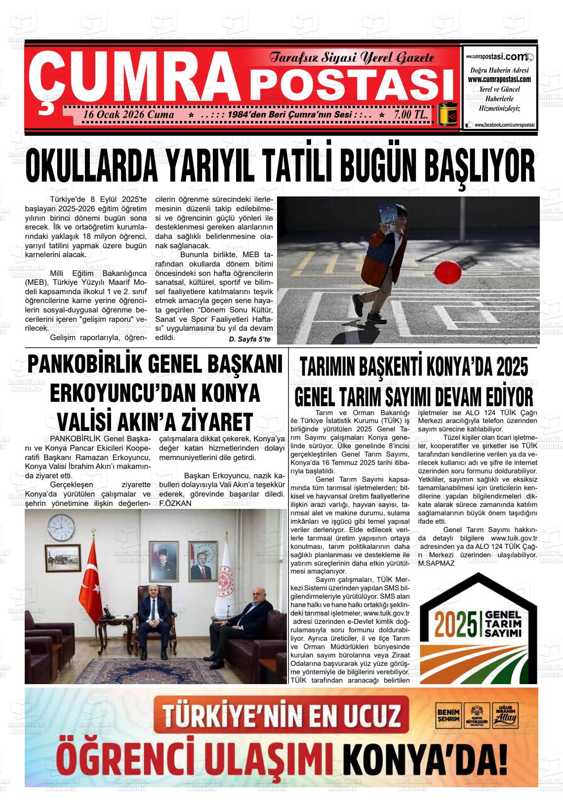 Konya Cumrapostasi 16.01.2026