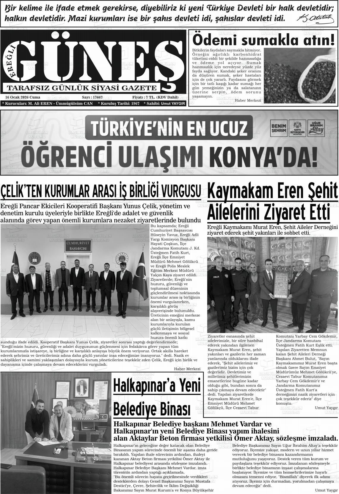 Konya Eregligunes 16.01.2026