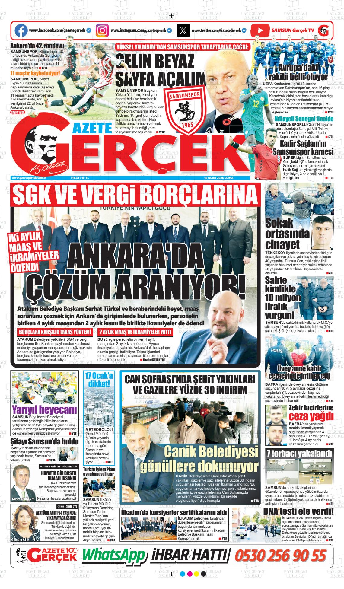 Samsun Gazetegercek 16.01.2026
