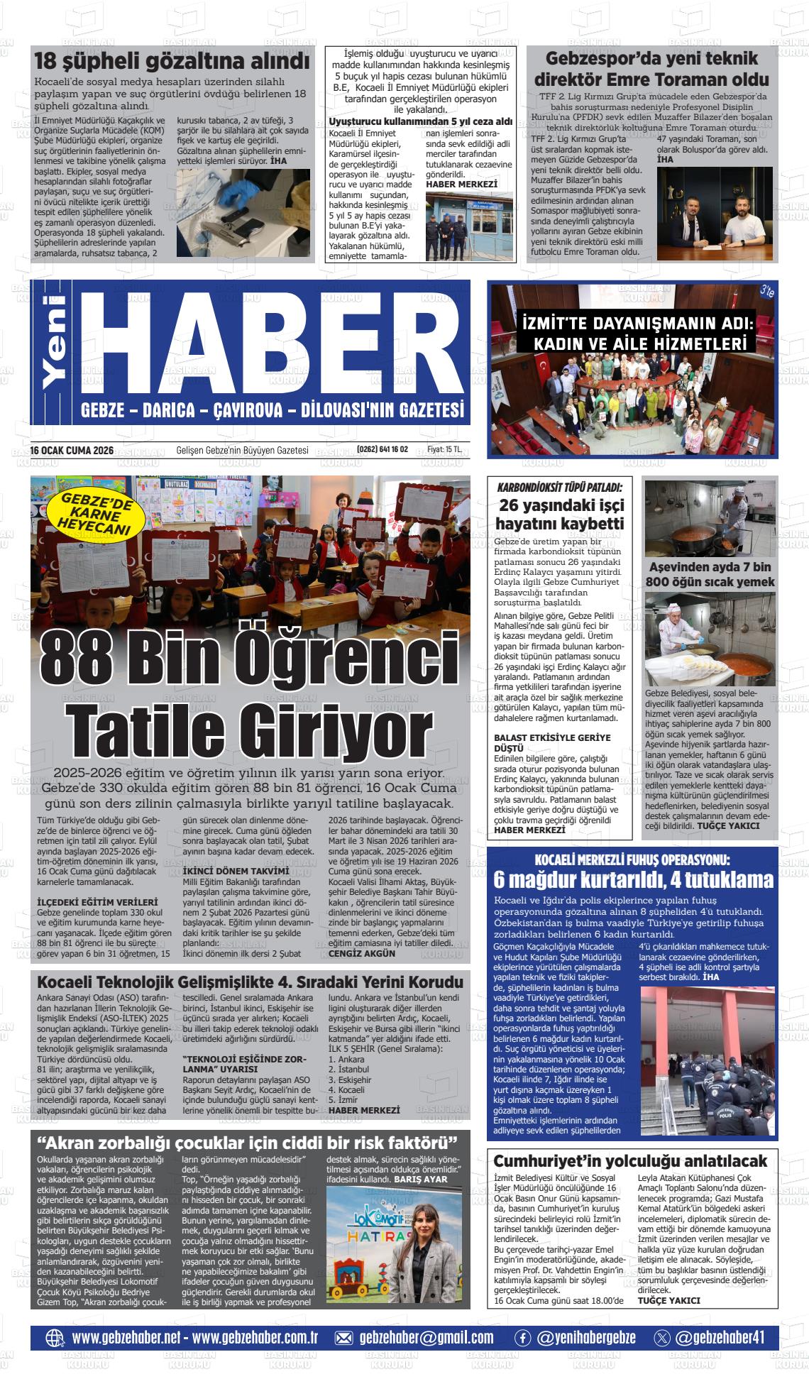 Kocaeli Gebzehaber 16.01.2026