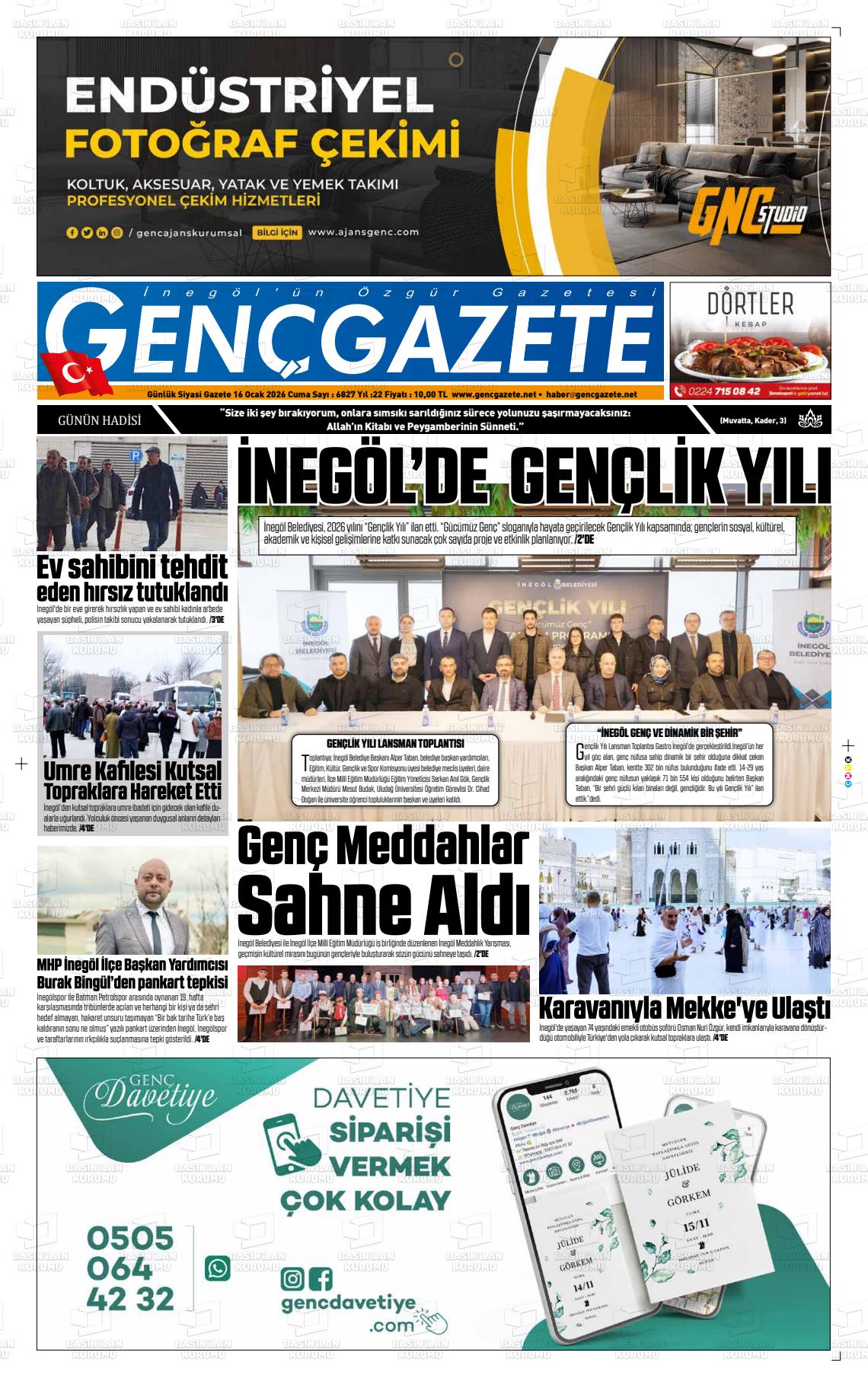 Bursa Gencgazete 16.01.2026