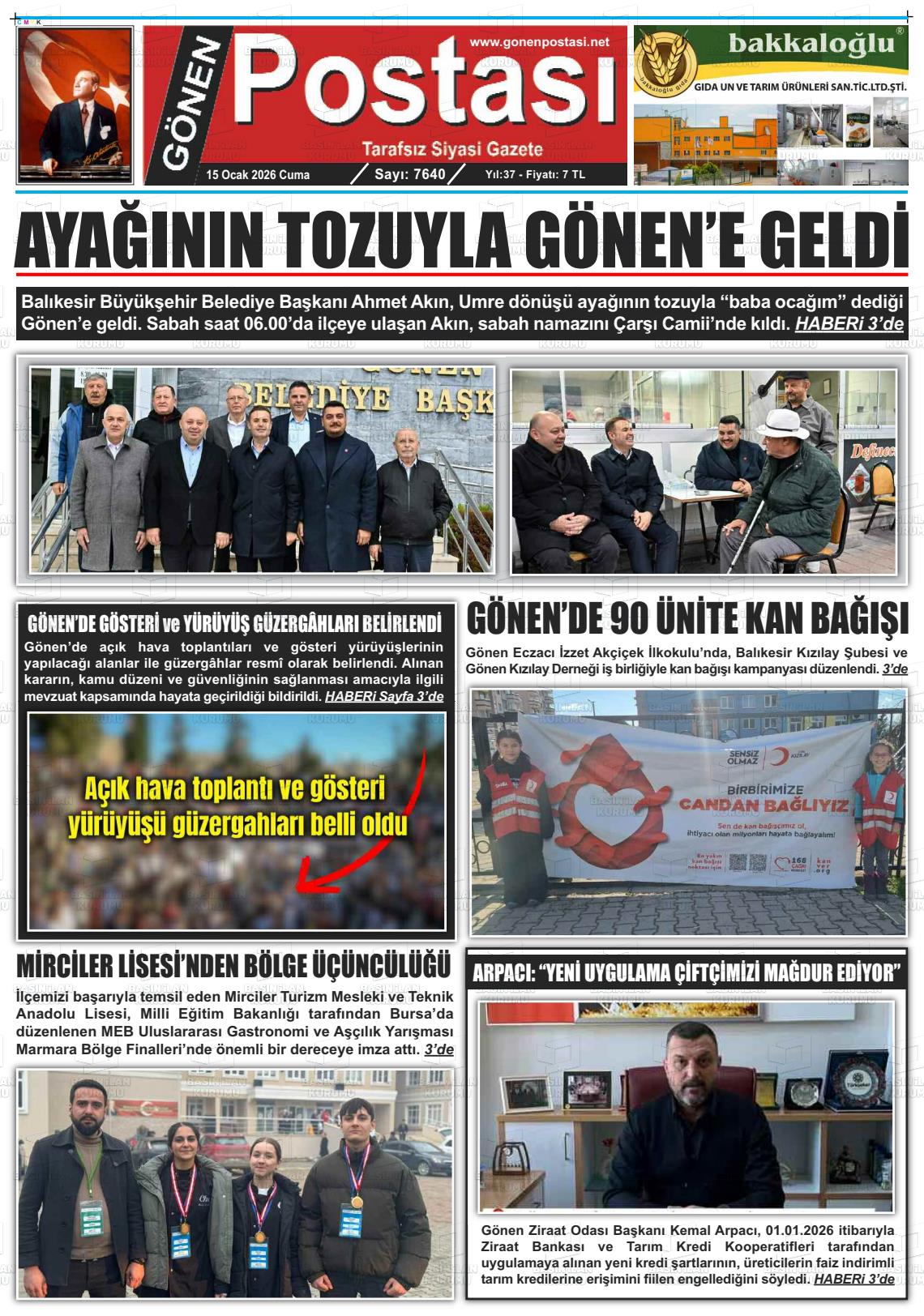 Balikesir Gonenpostasi 16.01.2026