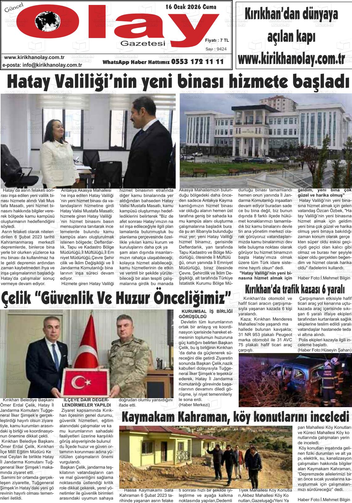 Hatay Guncelolay 16.01.2026