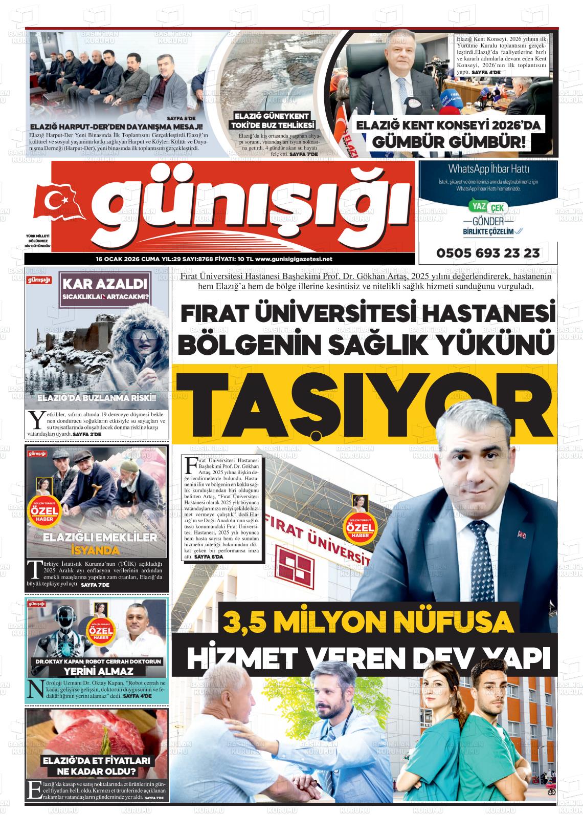 Elazig Gunisigi 16.01.2026