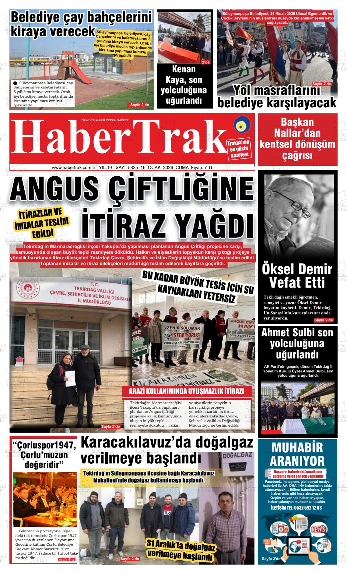 Tekirdag Habertrak 16.01.2026