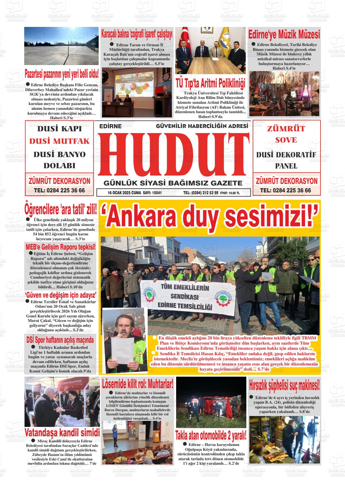 Edirne Hudut 16.01.2026