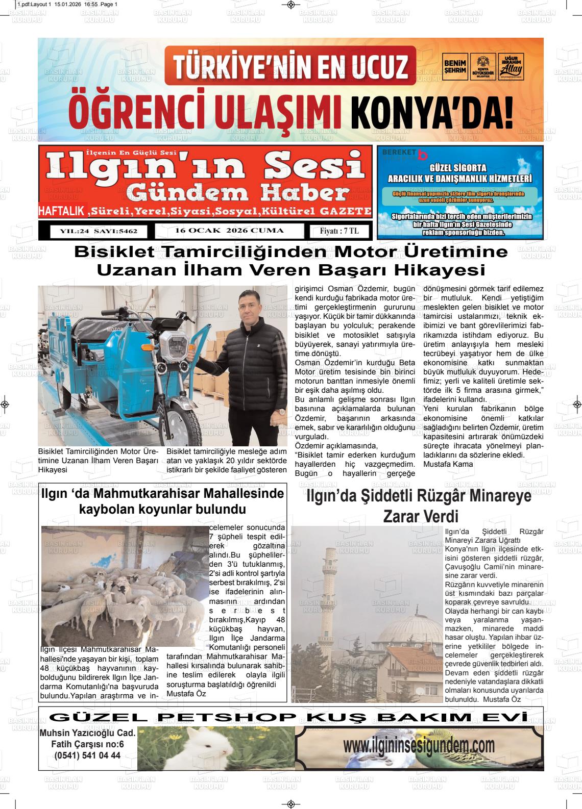 Konya Ilgininsesi 16.01.2026