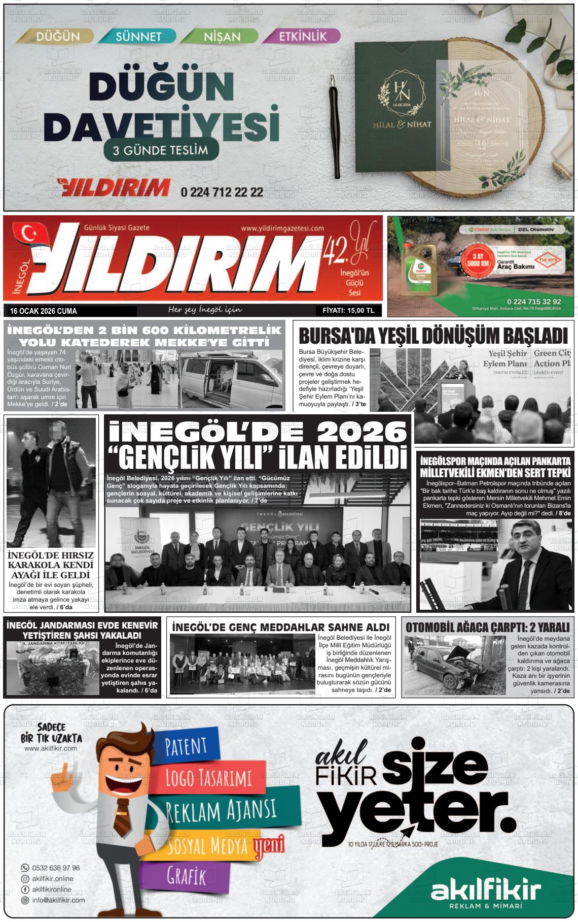 Bursa Inegolyildirim 16.01.2026