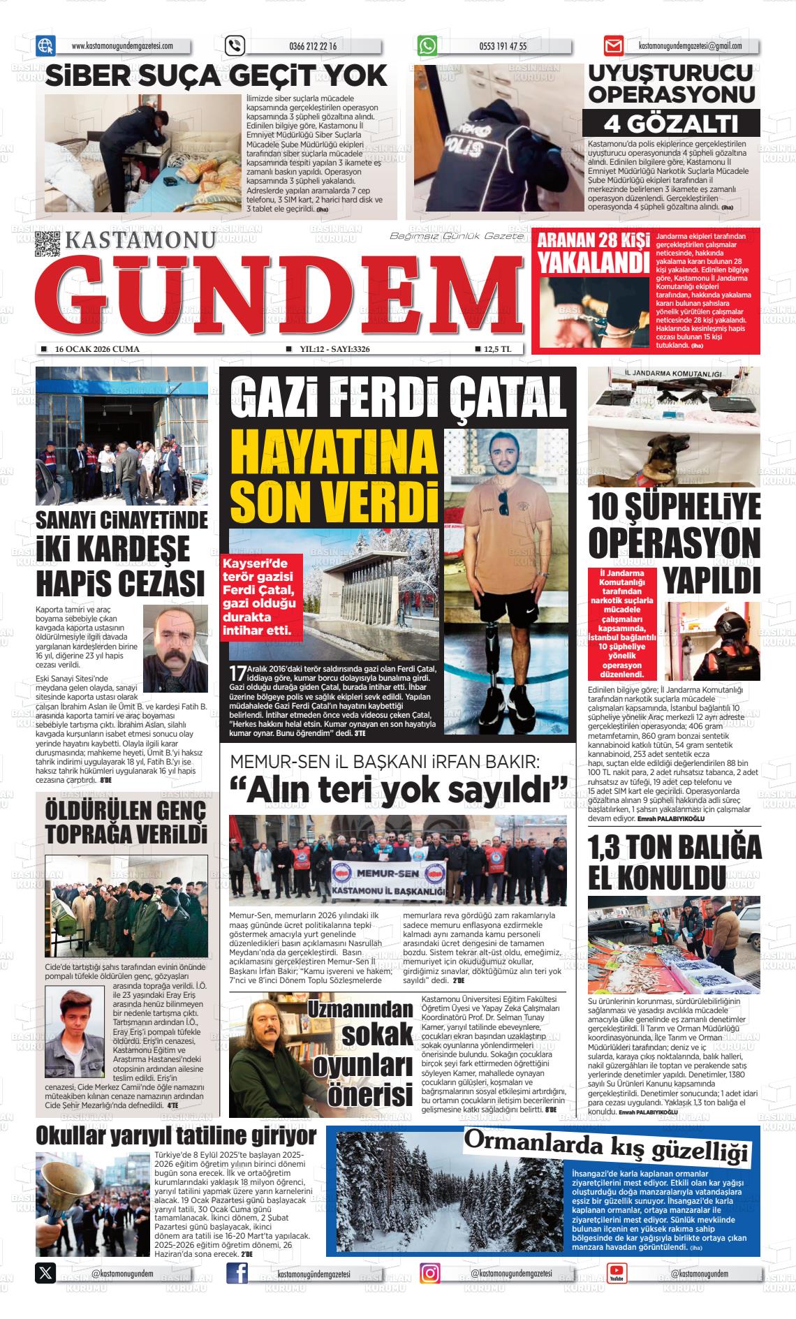 Kastamonu Gundem 16.01.2026