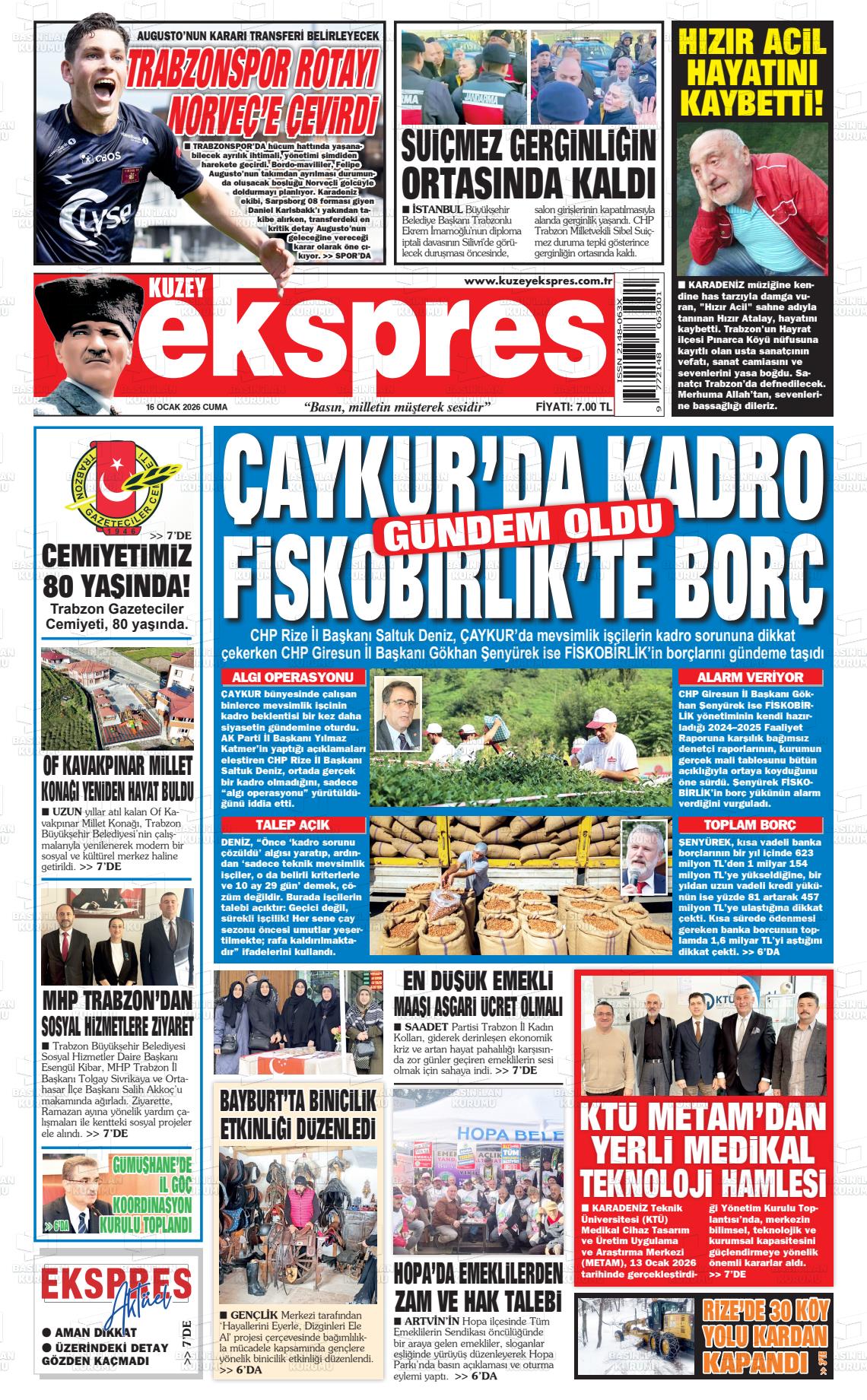 Trabzon Kuzeyekspres 16.01.2026