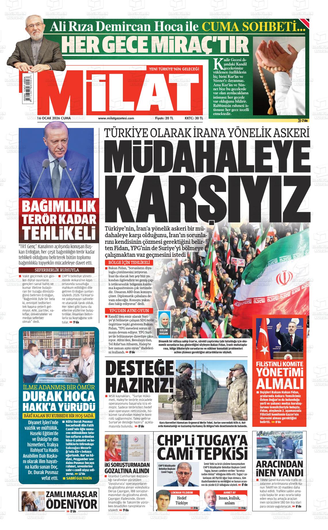 Milat Gazetesi 16.01.2026