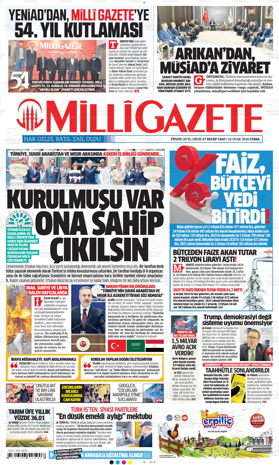 Milli Gazete Gazetesi 16.01.2026
