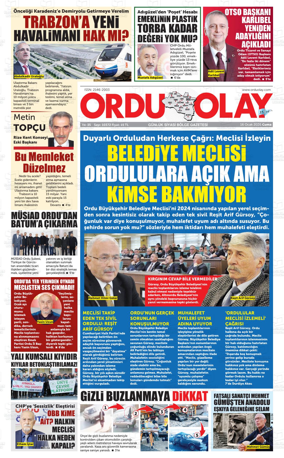Ordu Olay 16.01.2026