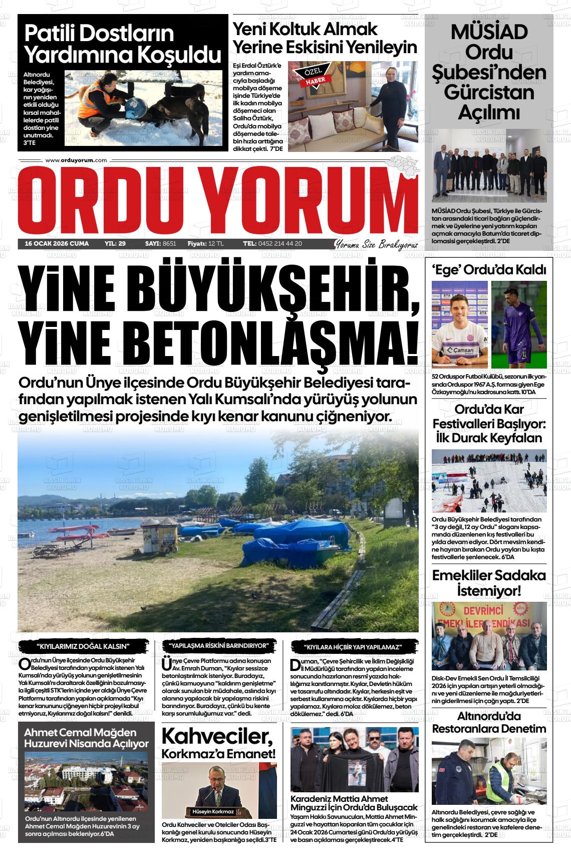 Ordu Yorum 16.01.2026