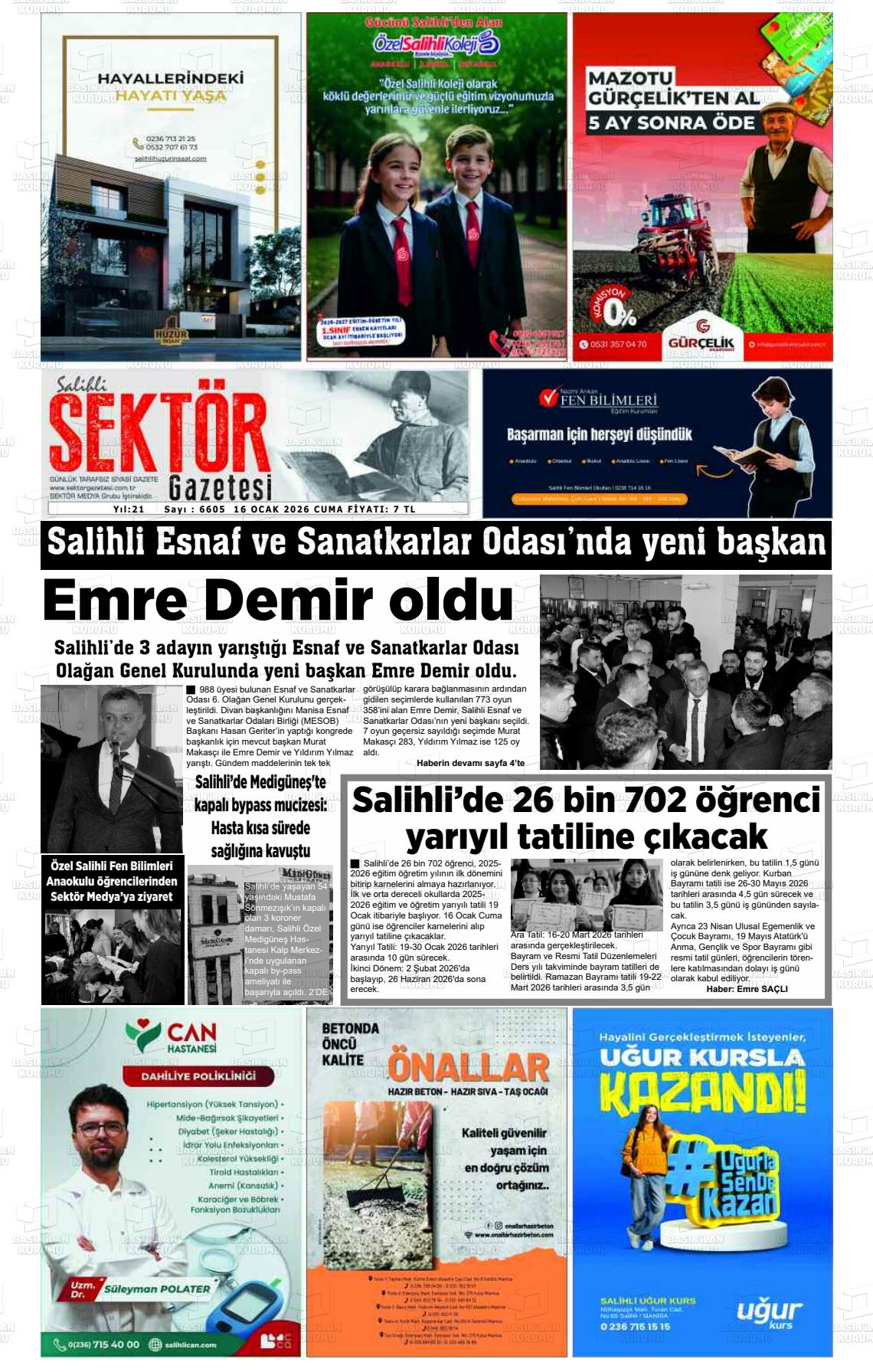 Manisa Salihlisektor 16.01.2026