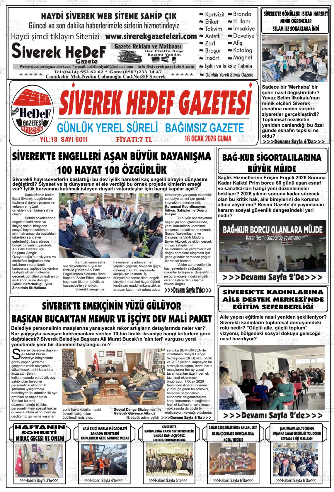 Sanliurfa Siverekhedef 16.01.2026