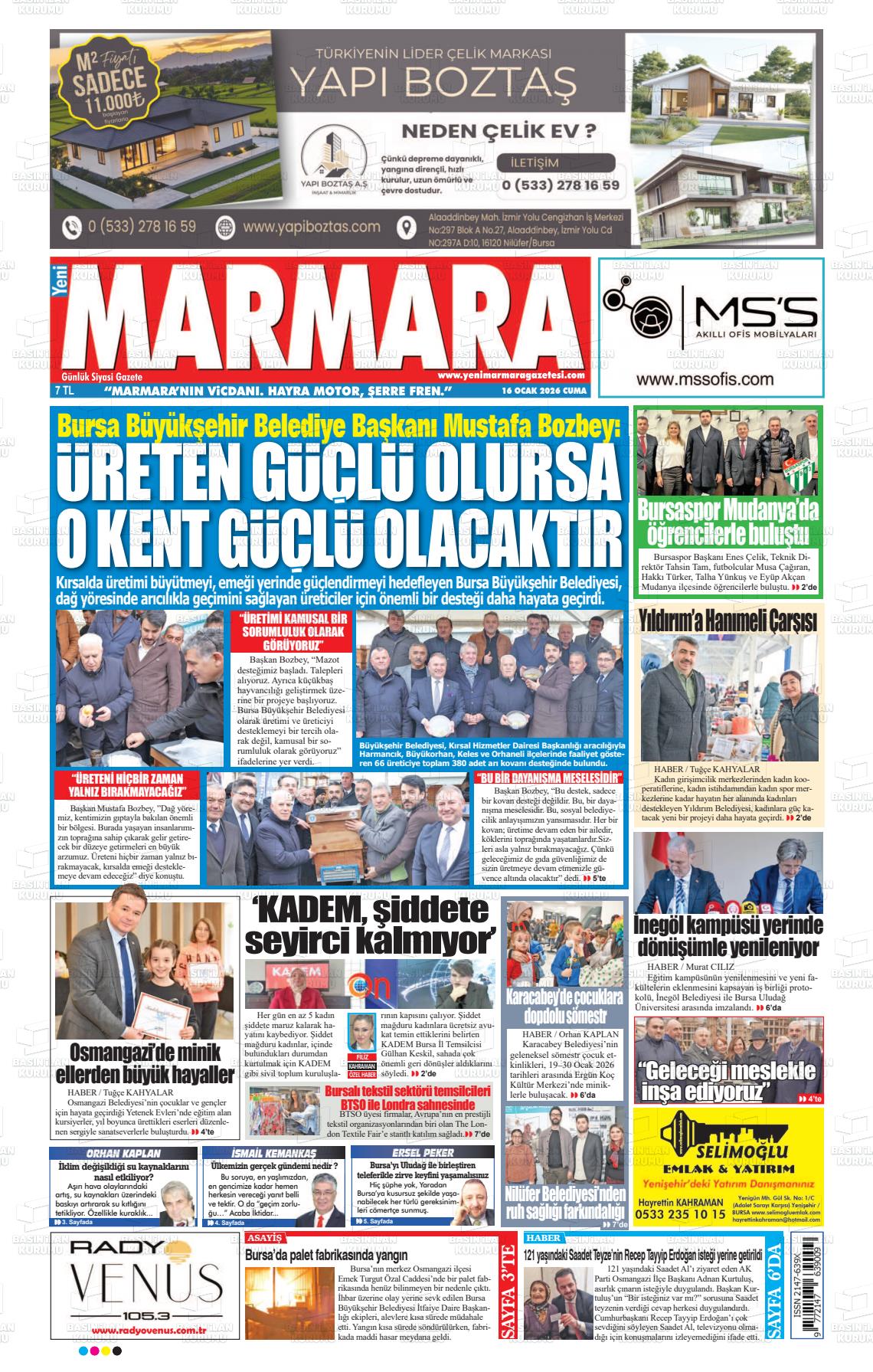 Bursa Yenimarmara 16.01.2026