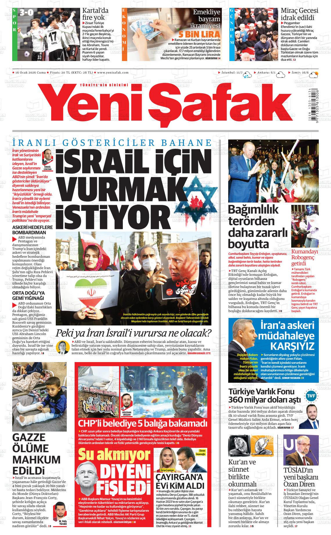 Yeni Şafak Gazetesi 16.01.2026