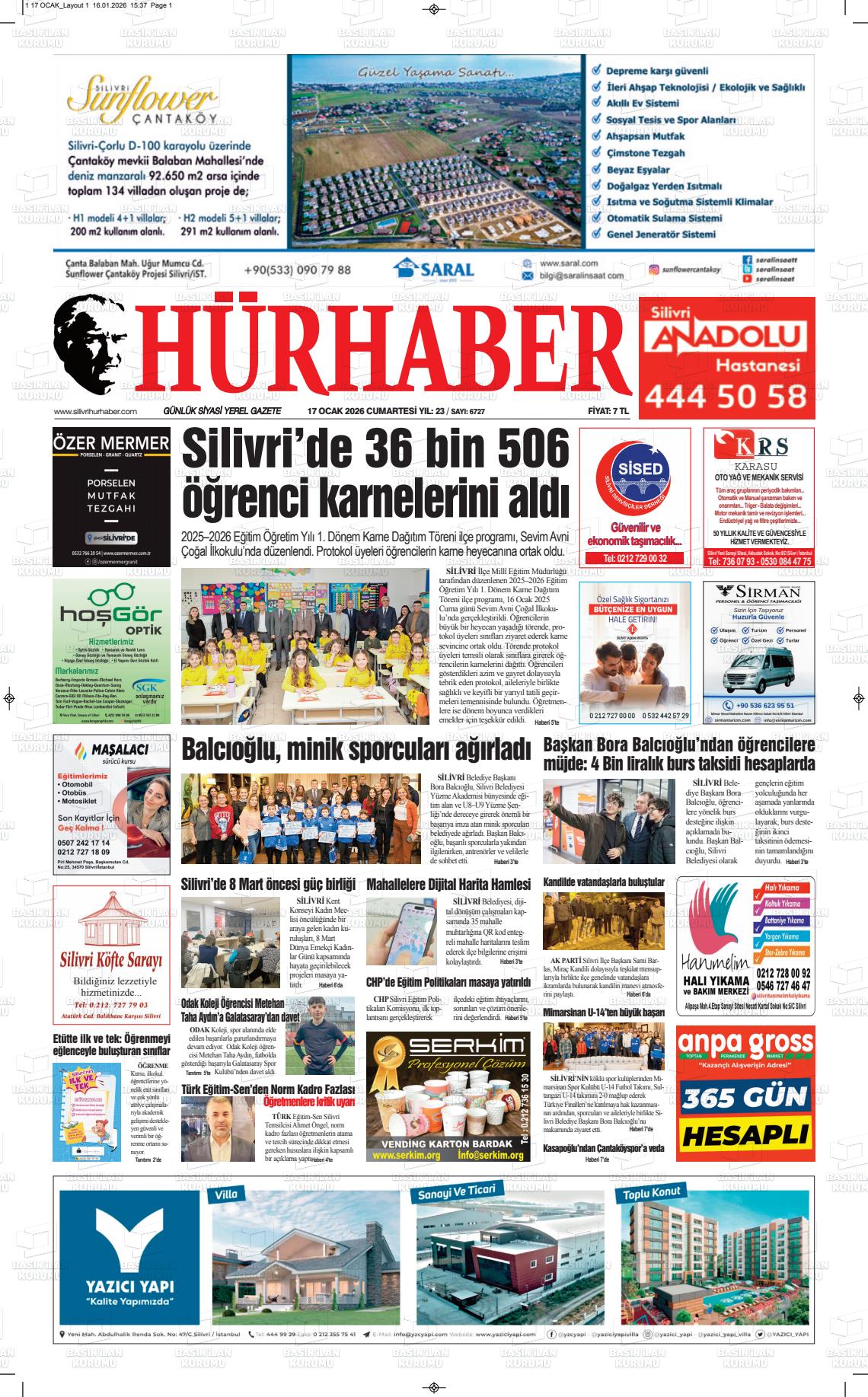 Hür Haber Gazetesi 17.01.2026