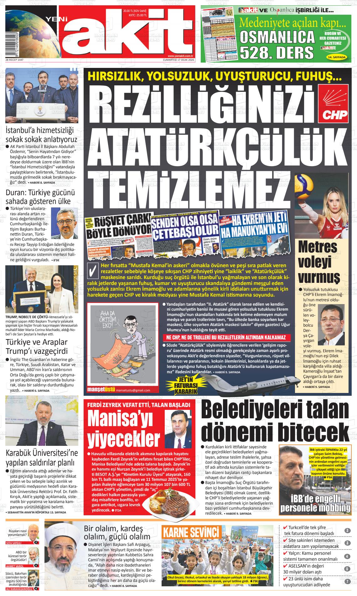 Yeni Akit Gazetesi 17.01.2026