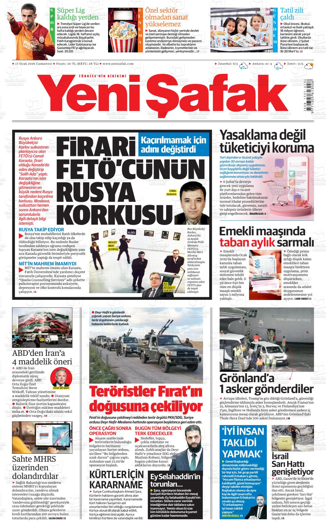 Yeni Şafak Gazetesi 17.01.2026